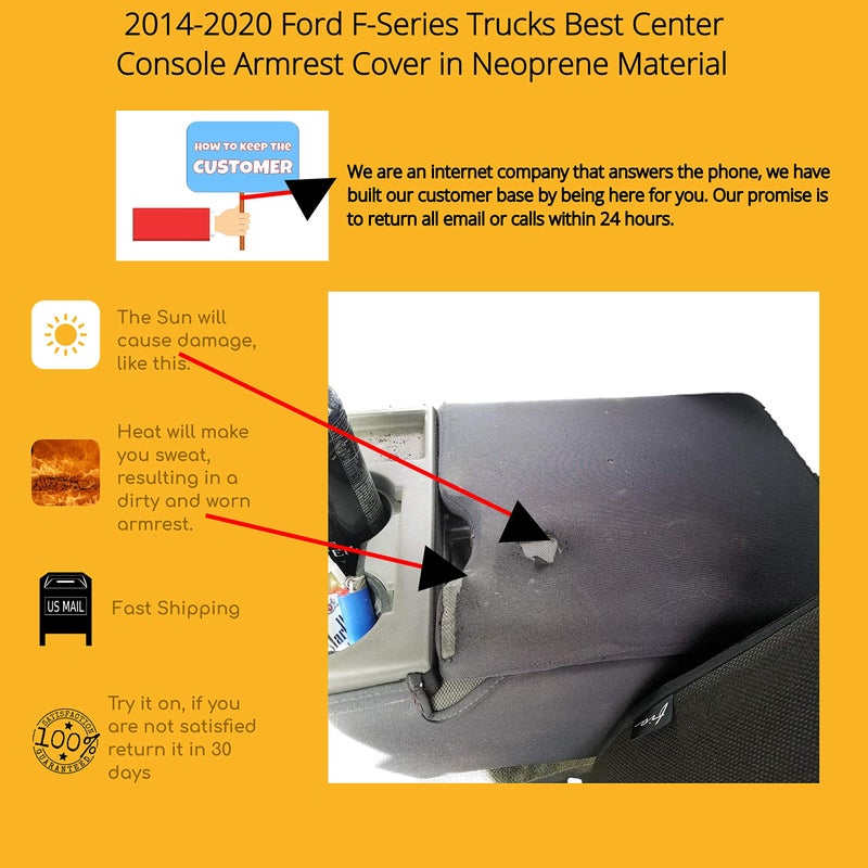 Auto Console Covers - Premium Center Console Cover Armrest Compatible with Ford F-150 2015-2022, Waterproof Neoprene Fabric Middle Console Cover (Gray) - Image 4